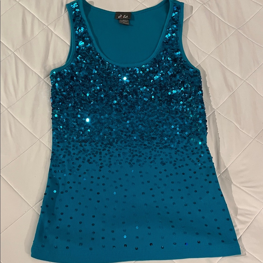 Dots Teal Sequin Tank Top